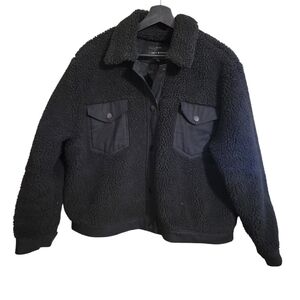 Lucky Brand Black Sherpa Boxy Jacket